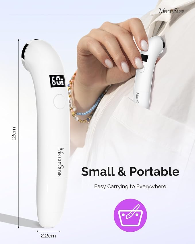 MelodySusie Handheld Flash Cure Nail Lamp P-ART01A Cordless Mini Nail Light | Concave Ergonomic Handle for Nail Tech, Spot Cure for Soft Gel, Gel-X & Press-On, 630mAh Battery