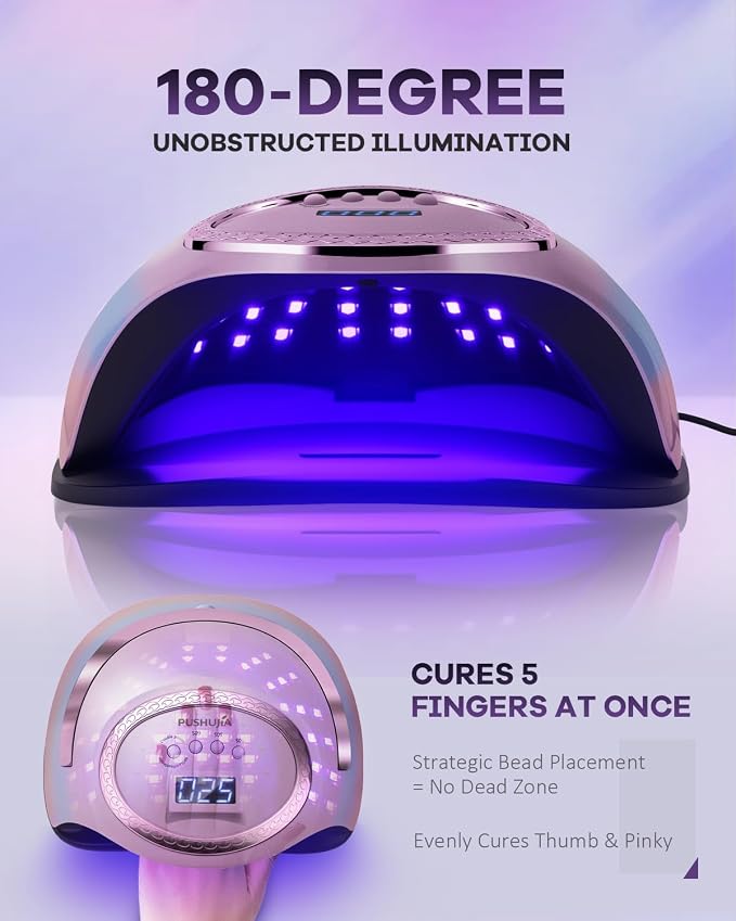 Professional UV LED Nail Lamp for Gel Nails,288W High Power Fast Curing Light with Unique Electroplated Purple Design, 4 Timers & Auto Sensor, Salon Curing Lamp for Home DIY Manicure Tools