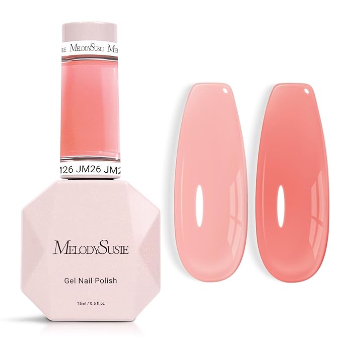 MelodySusie Jeweliver Nude Gel Nail Polish, 0.5Fl.oz Milky Gel Polish Pastel Color Soak Off UV LED Light Cure Gift for Women Manicure Nail Art DIY at Home JM26