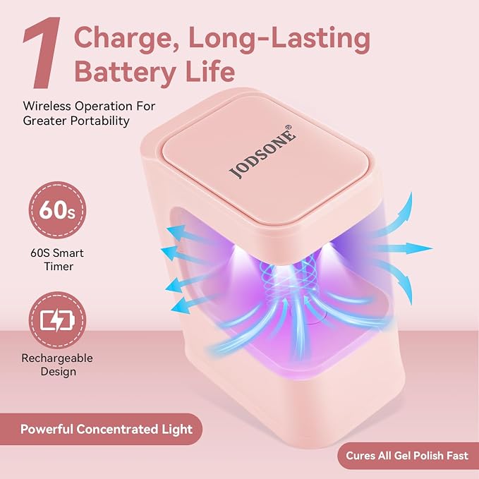 JODSONE Gel Nail Kit Long Almond Nail Tips 480PCS Mini Rechargeable Nail Lamp Pre Shaped Clear Full Cover Fake Nails Tips with Nail Glue & Top Coat U V LED Curing Lamp DIY Manicure Gifts for Women