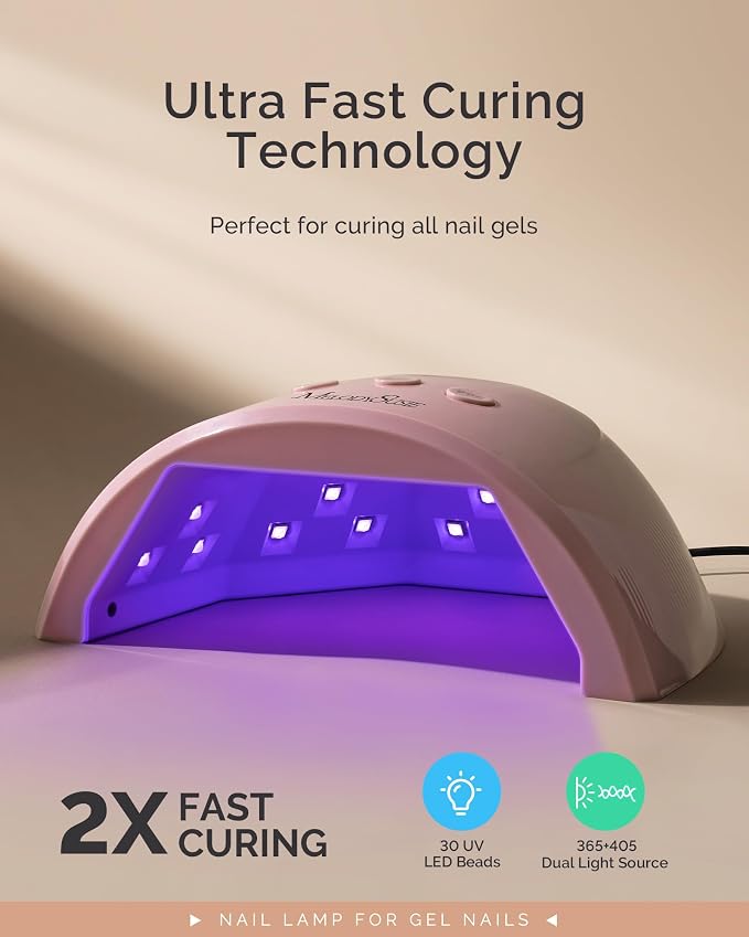 MelodySusie UV/LED Nail Lamp P-Plus30F for Rhinestone Glue | 36W; 3 Timer Settings; Smart Sensor; LCD Display; 99s Low-Heat Mode; 30 UV/LED Beads; Solid Nail Glue Gel; Liner Gel
