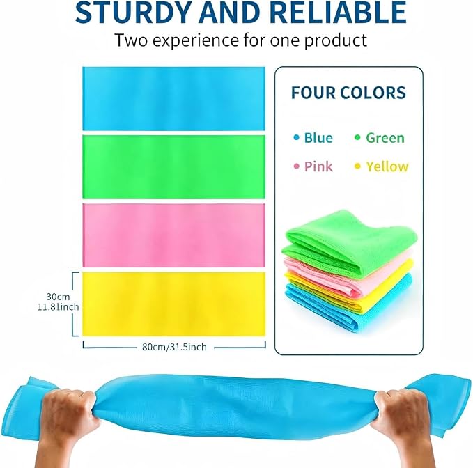 4 Pack Exfoliating Washcloth & Shower Body Scrubber | Japanese Washcloth with textured nylon gently exfoliates skin, quick-dry for daily shower care and all skin types.