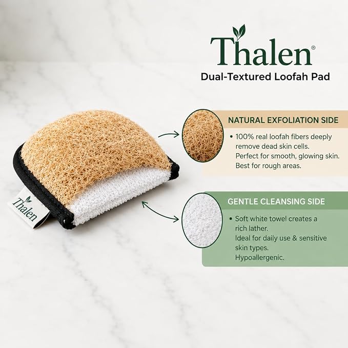 Natural Loofah Exfoliating Body Scrubber | Plastic Free, Non-Toxic, No PFAS, Organic Lufa Sponge | Lufas for Women | Bath Sponge | Zero Waste Egyptian Loofah Pack of 3 - Black Obsidian