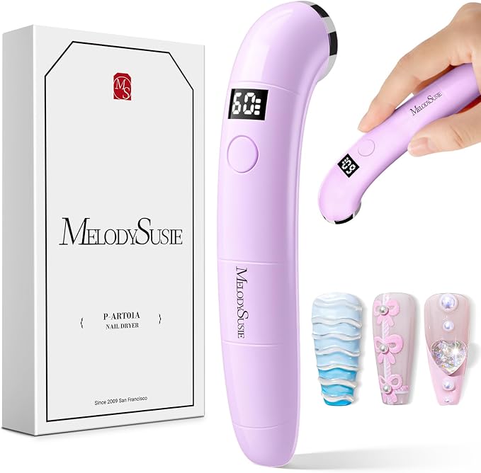 MelodySusie Handheld Flash Cure Nail Lamp P-ART01A Cordless Mini Nail Light | Concave Ergonomic Handle for Nail Tech, Spot Cure for Soft Gel, Gel-X & Press-On, 630mAh Battery