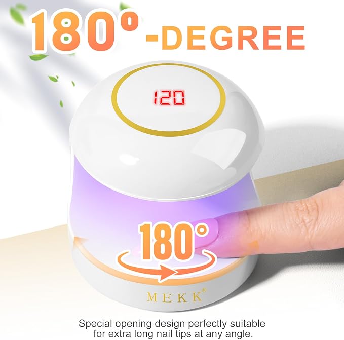 MEKK Mini Nail Lamp, 18W Cordless Single Finger UV Light for Gel Nails | Flash Cure, Portable for Travel/Home, UV Light for Detail Work, Auto-Sensor 4 Timers, Ideal for Beginners & Pros-White