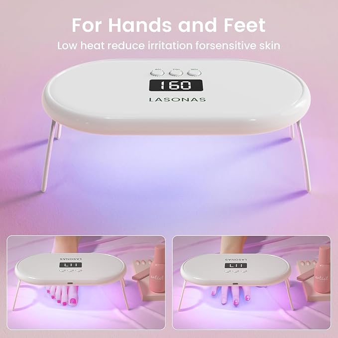 LASONAS UV LED Nail Lamp for Gel Polish 24W UV Light 3 Timer Setting Fast Drying Curing Mini Portable Cure Lamp for Gel Stickers and Strips Home Nail Care Salon