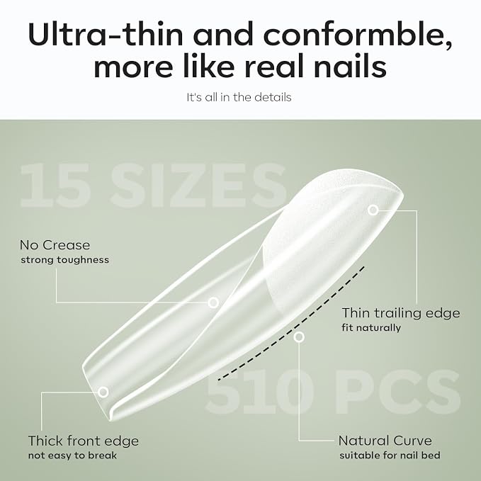 modelones X Nail Gel Kit, Fake Nails Long Coffin, 9-in-One Glue Prep Dehydrator & Portable Mini U V Light Acrylic Clipper, 500Pcs Coffin Tips for Extension Kit DIY Salon Home Gifts for Women | 500Pcs Fake Nails Long Coffin Coffin Tips for Extension Kit...