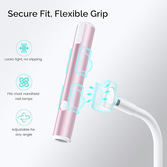 L'UGX Magnetic Handheld uv Light for Gel Nails Stand – 360° Rotating Iron Base Holder, Strong Magnetic Mount for Gel Nail Dryer Pen,Detachable Support for Manicure Table or Salon Use