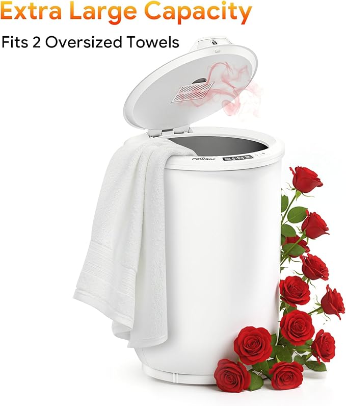 POWSAF Towel Warmer, Luxury Towel Warmers for Bathroom, Large Blanket Heater Bucket, Aroma Tray for SPA, Auto Timer and Protection Feature, Fits Oversized Towels, Blankets, Bathrobes, PJs, and More