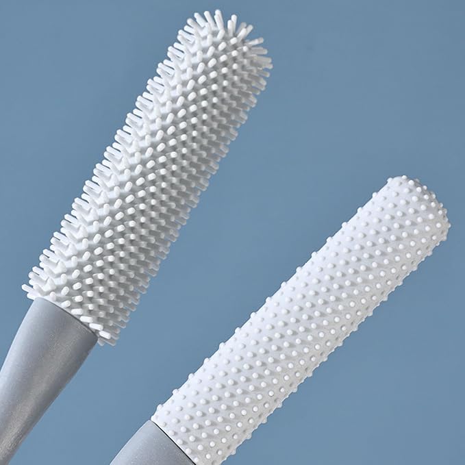 OWIIZI Silicone Foot Scrubber in Shower Toe Cleaning Brush with Long Handle | 15.7" foot Scrub brush,Gap Brush Between Toes Cleaner,Anti-Itch,Exfoliating,for Seniors,Elderly,Men and Women(2 Packs)