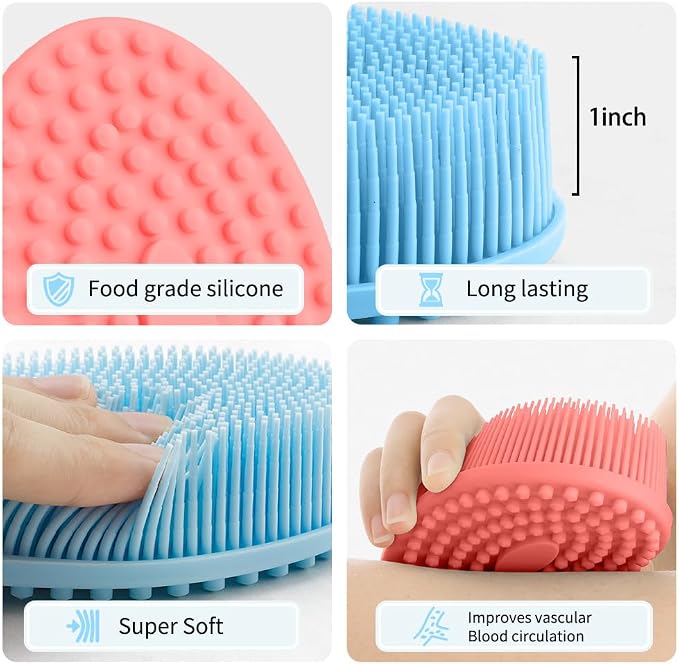 Soft Loofah Silicone Body Scrubbers - 6 Pack Exfoliating Shower Scrubbers for Men & Women