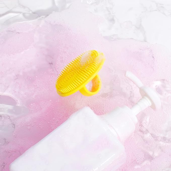 Boie USA Face Scrubber - Handheld Facial Tool, Deep Cleansing Exfoliating Facial Brush. Fights Acne with Gentle, Silicone-Like Bristles, Long Lasting, & Hypoallergenic (Yellow)