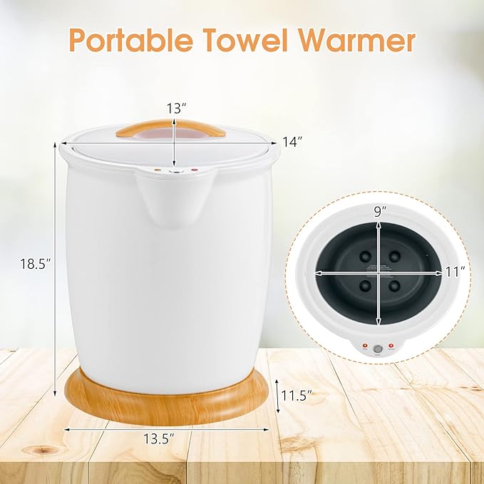 S AFSTAR 20L Towel Warmers for Bathroom - Large Luxury Towel Warmer Bucket with Removable Lid, Fragrance Holder, Auto Shut Off, Towel Warmers Spa for Two 40" x 70" Oversized Towels Blankets (White)