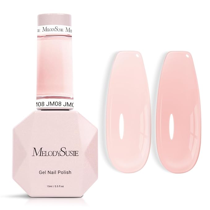 MelodySusie Jeweliver Nude Gel Nail Polish, 0.5Fl.oz Milky Gel Polish Pastel Color Soak Off UV LED Light Cure Gift for Women Manicure Nail Art DIY at Home JM08