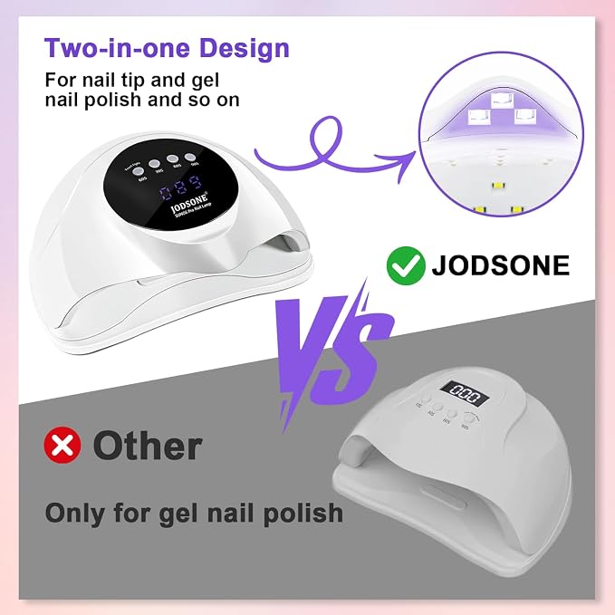 JODSONE U V LED Nail Lamp,2-in-1 Design for Nail Tip and Gel Nails Polish Fast Curing with 4 Timer Smart Sensor