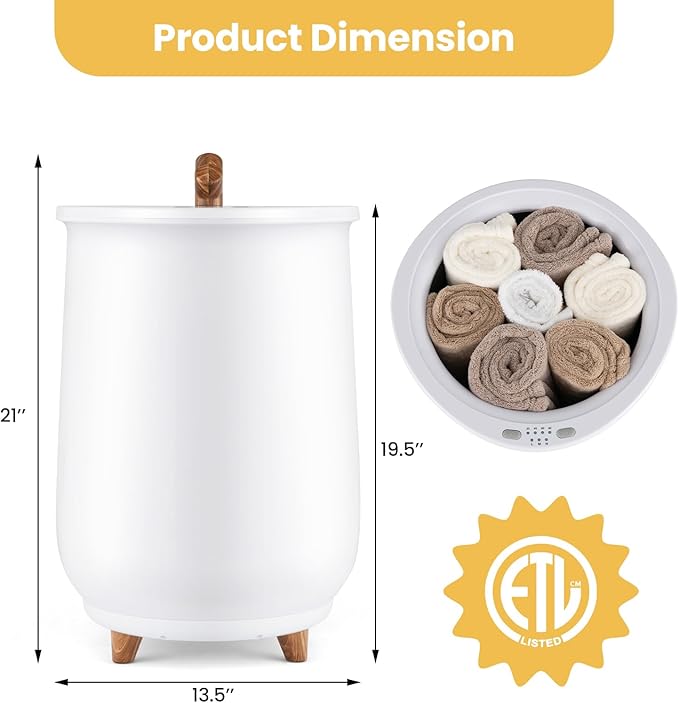 S AFSTAR 23L Towel Warmers for Bathroom - Large Luxury Towel Warmer Bucket with 3 Heat Modes, 4 Timer Settings, Fragrance Disc Holder, Auto Shut Off, Towel Heater for Blankets, Bathrobes (White)