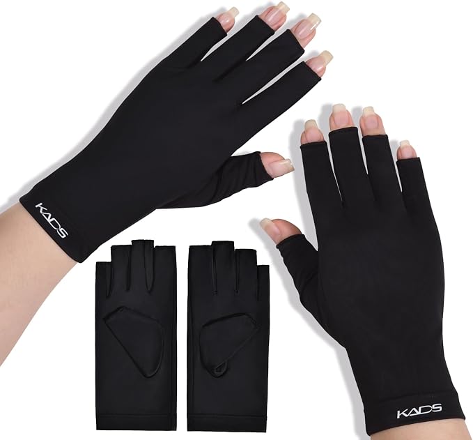 KADS UV Gloves for Nail Lamp,Professional UPF100+ UV Protection Gloves Fingerless Gloves Shield Skin from Sun and Nail Lamp