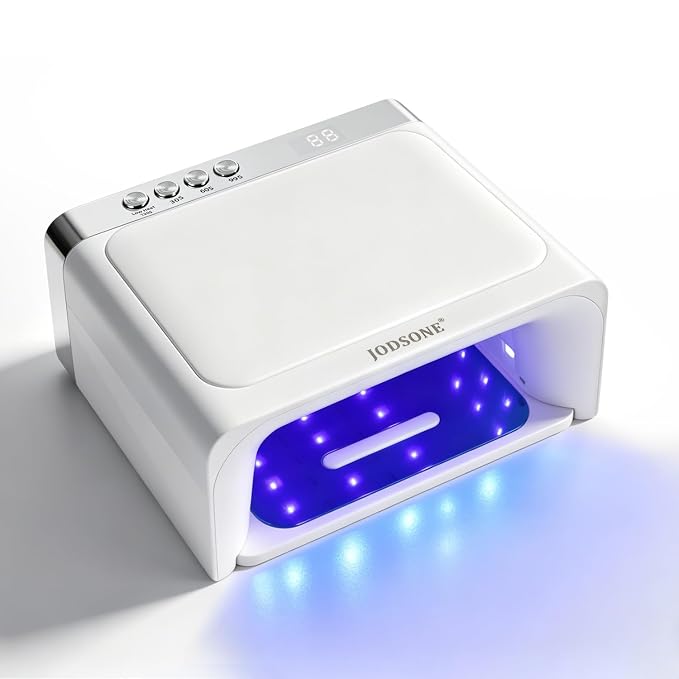 JODSONE Nail Curing Lamp U V LED Gel Nail Lamp with Arm Rest Magnetic Detachable Tray 4 Timer Modes LCD Display Infrared Sensor
