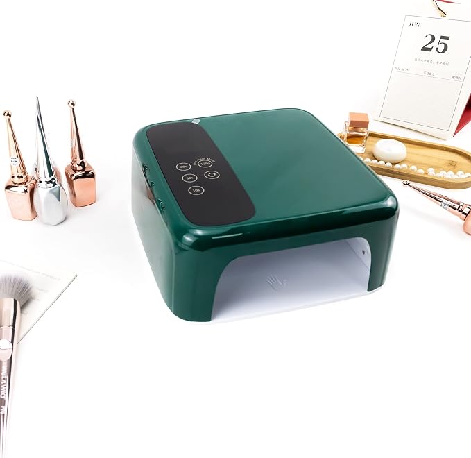 HVEST Cordless LED Nail Lamp 72W Rechargeable Nail Dryer 15600mAH Fast Drying Nail Polish Dryer, 4 Timers, Professional Nail Dryer for Regular Polish Green UV Nail Lamp for Salon Nail Artist Nail Tool