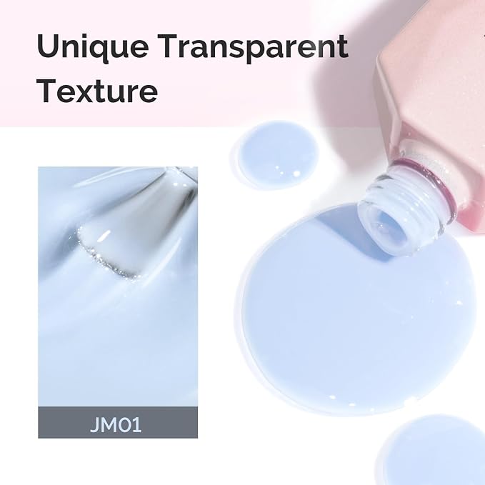 MelodySusie Jeweliver Gel Nail Polish, 0.5Fl Oz Light Blue Jelly Gel Polish Sheer Translucent Nude Soak Off UV LED Light Cure Spring Summer Colors Manicure Nail Art DIY at Home JM01
