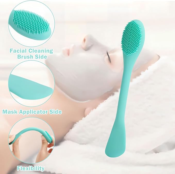2 PCS Facial Cleansing Brush,2 in 1 Silicone Face Mask Brush for Exfoliating,Massaging,Remove Blackheads,Deep Pore Cleansing,DIY Mask