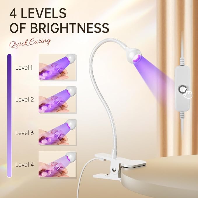 AORAEM LED Nail Lamps Flexible Gooseneck Lamp Gel Polish Curing Light White | Quicky Dry Nail Manicure Dryer Plug Play Portable Flash Cure Light for Gel Nails Home DIY Professionals