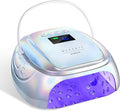 Makartt Professional Nail Lamp with Handle for Nail Artist Rechargeable | 30W Rechargable Cordless Nail Light with 45 LED Beads 4 Timers LCD Auto Sensor Fast Curing Gel Polish, Plating Silver