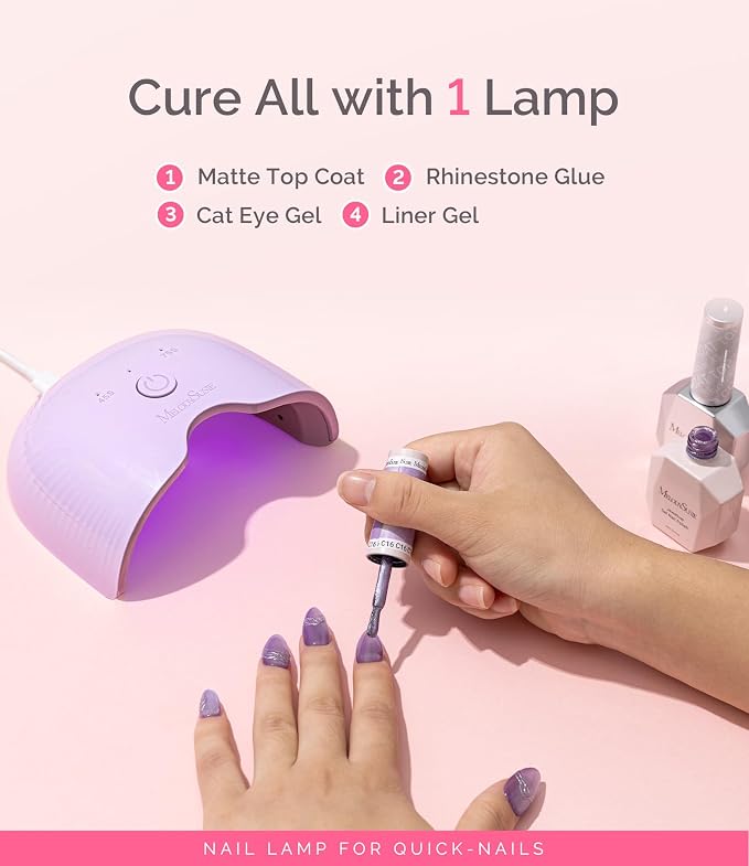 MelodySusie Lightweight Compact UV Nail Lamp P-Art06F for Half-Cured Gel | 6W, 45s/75s Timer, One-Button Control, 6 UV/LED Beads, Base Coat, Top Coat, Beginners, Corded