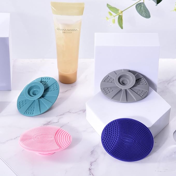 Soft Silicone Facial Cleansing Scrubber Hygienic Face Brush, Pack of 4 | INNERNEED Food-grade Soft Bristles Handheld Brush, Gentle Cleansing & Massaging for All Skin Types