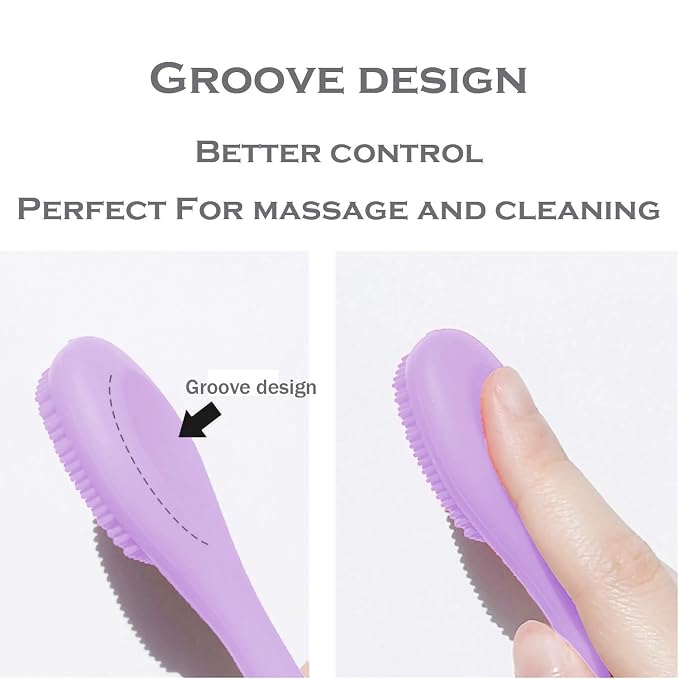 RamPula Silicone Facial Mask Applicator Face Masks Skincare Brush Facial Scrubber Double-Head Lotion Spatula Scoop for Makeup,Foundation,Cream,Lotion,Moisturizer,Gel,Peel,Mud Masks (Purple+Gray)