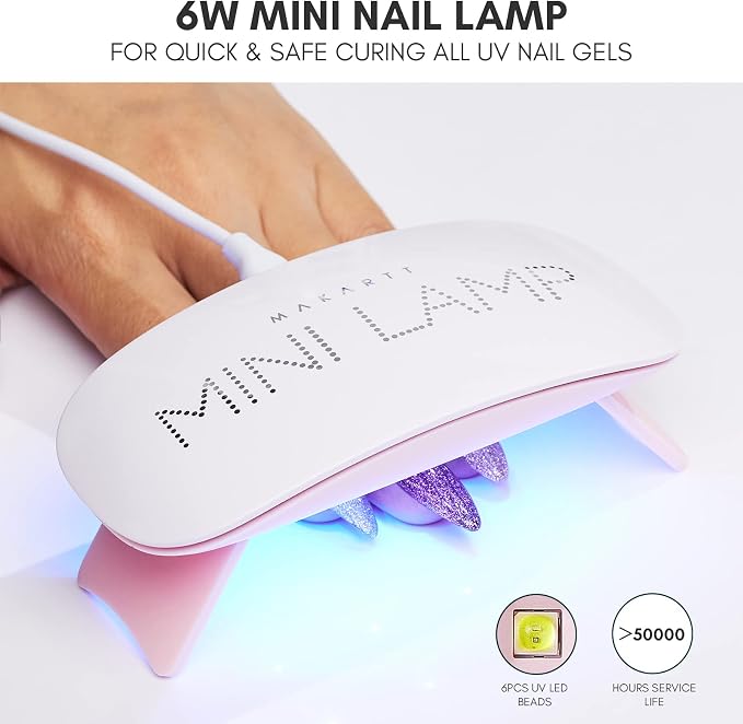 Makartt Mini UV Light for Gel Nails: 6W Fast Curing Gel Nails Polish | Mini USB Portable Lamp Fast Drying Gel Polish Curing Light 60S Timer Dryer Manicure Salon Home DIY, Pink
