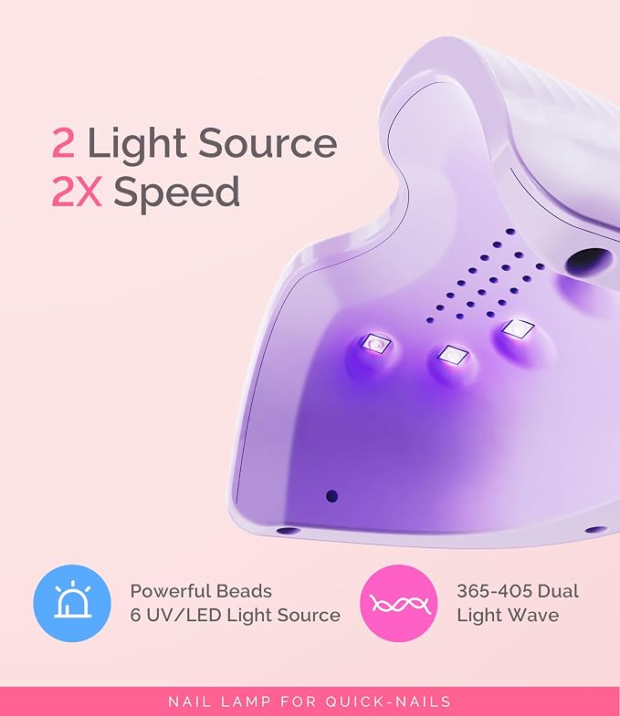 MelodySusie Lightweight Compact UV Nail Lamp P-Art06F for Half-Cured Gel | 6W, 45s/75s Timer, One-Button Control, 6 UV/LED Beads, Base Coat, Top Coat, Beginners, Corded