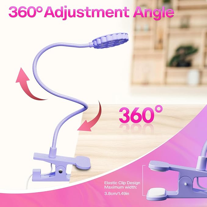LIORA UV LED Nail Lamp: Portable USB 6W Flexible Gooseneck Desk Lamp with Clamp, Flash Cure Gel Nail Dryer for Home DIY & Salon Use