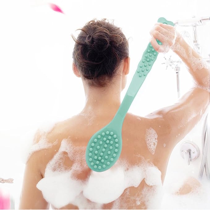 QiCheng&LYS Bath Body Brush,Bath Brush, Shower Brush with Long Handle,Massage Brush Shower Back Scrubber-14inch (Green)