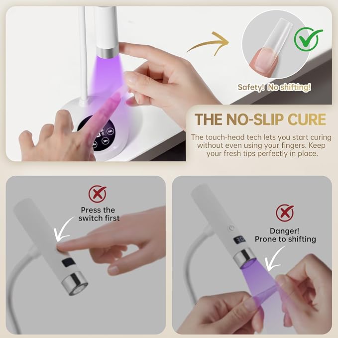 AORAEM UV LED Nail Lamp, Rechargeable Gooseneck Lamp for Gel Nails | Quick Dry LED Nail Light Bueaty Dryer with 4 Timers & Auto Sensor, Professional Flash Cure Light for Gel Nails Home DIY 12W
