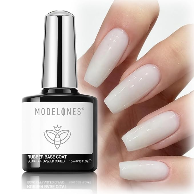 modelones Milky White Builder Nail Gel Rubber Base Coat Sheer White | French Tip Base Color Strengthener for Fragile Nails Self-Leveling Apex Building Strong Adhesion Long Lasting U V Manicure