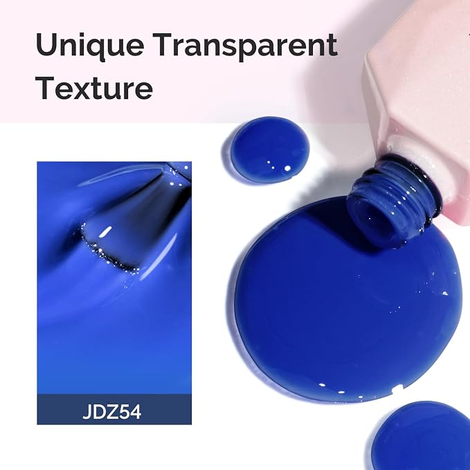 MelodySusie Blue Gel Nail Polish, 0.5Fl.oz Jeweliver Jelly Royal blue Gel Polish Translucent Dark Blue Deep Sheer Color Soak Off U V LED Gel Polish Nail Art Design Manicure Salon DIY At Home JDZ54