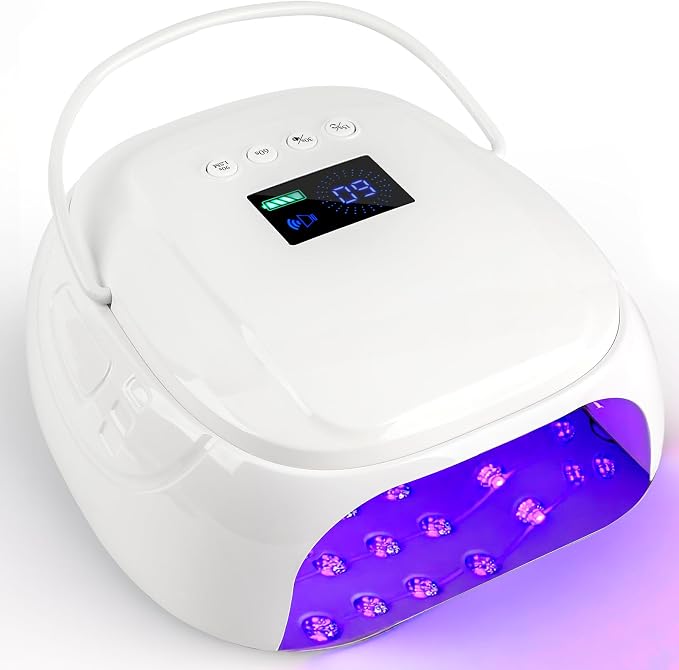 126W Rechargeable UV LED Nail Lamp, Portable Cordless Nail Dryer with Auto Sensor and 4 Timer Settings, Professional Curing Lamp for Gel Polish and Salon (White)