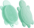 Baby Shower Brush,Kids Silicone Body and Back Exfoliating Mitt - Soft Bristles, Gentle Exfoliation, Cute Turtle Design Makes Children Love Bathing(Mint)