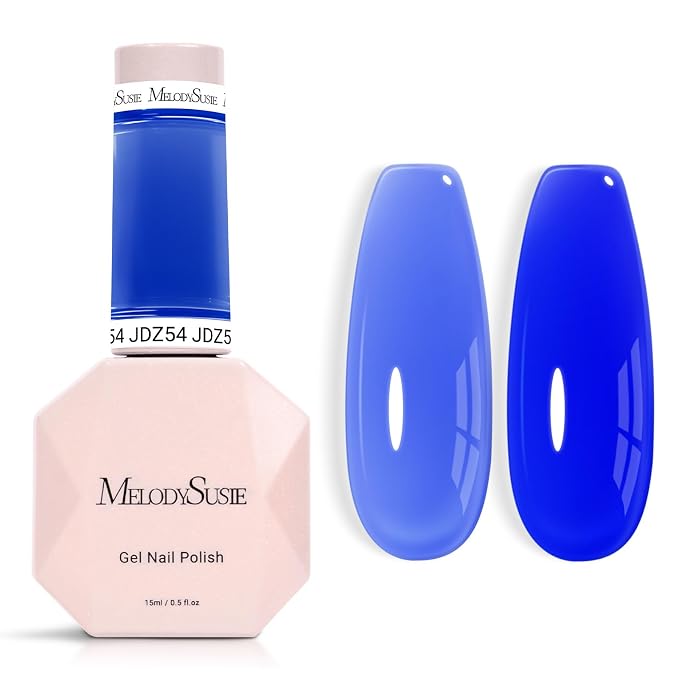 MelodySusie Blue Gel Nail Polish, 0.5Fl.oz Jeweliver Jelly Royal blue Gel Polish Translucent Dark Blue Deep Sheer Color Soak Off U V LED Gel Polish Nail Art Design Manicure Salon DIY At Home JDZ54