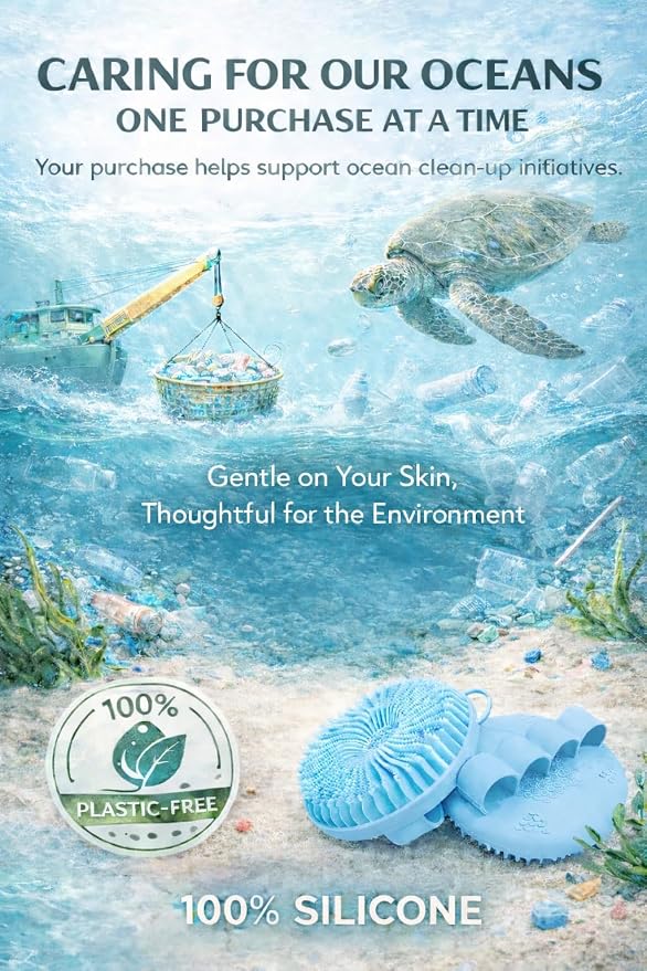 Hygienic Silicone Body Scrubber, Exfoliating Body Scrubber for Sensitive Skin, Eco Friendly Shower Scrubber for Body, Silicone Body Brush for Showering (Light Blue)