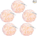 Bath Loofah Sponge 70 Grams Large Size, Soft Mesh Long-Lasting Shower Loofah for Rich Lather, 5 Pack Shower Sponge Exfoliating Cleaning Bath Loofa Body Scrubber Balls for Men & Women(Pink)