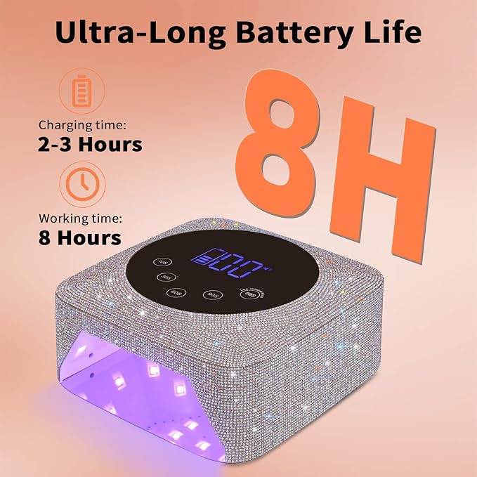 Cordless UV LED Nail Lamp,72W Rechargeable UV Light for Gel Nails with 5 Timer Setting Quick Dry Curing Lamp with Display Auto Sensor for Salon & Home(AB Diamond)