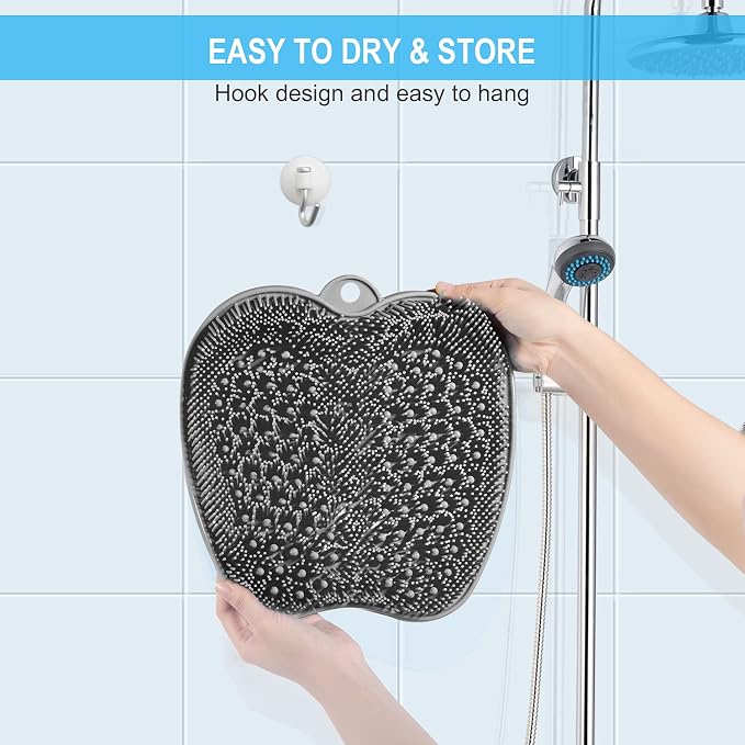 BESKAR XL Larger Shower Foot Scrubber Mat with Non-Slip Suction Cups | Cleans, Smooths, Exfoliates, Massages Your Feet Without Bending, Improve Foot Circulation, Soothes Tired Feet