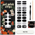 Nail Polish Strips - No UV Lamp Needed (Saint Black Glitter) | 22 Pcs Salon Quality Gel Nail Stickers - Long Lasting Wraps Easy Application and Removal