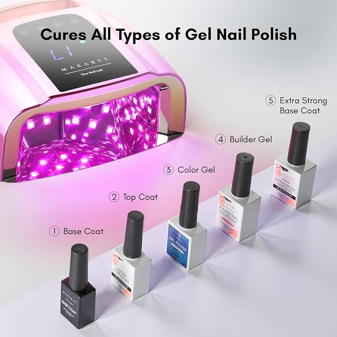 Makartt Professional UV Nail Lamp with Handle Rechargeable Nail Dryer | Cordless Nail Light with 42 LED Beads 4 Timers LCD Auto Sensor Fast Curing Gel Polish for Salon Nail Artist, Gradient Purple
