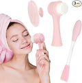 3pc Facial Cleansing & Exfoliating Set - Complete Face Cleanser Collection | Gentle Exfoliating Scrub, Cleansing Brush & Face Wash. Skincare Kit for All Skin Types & Women