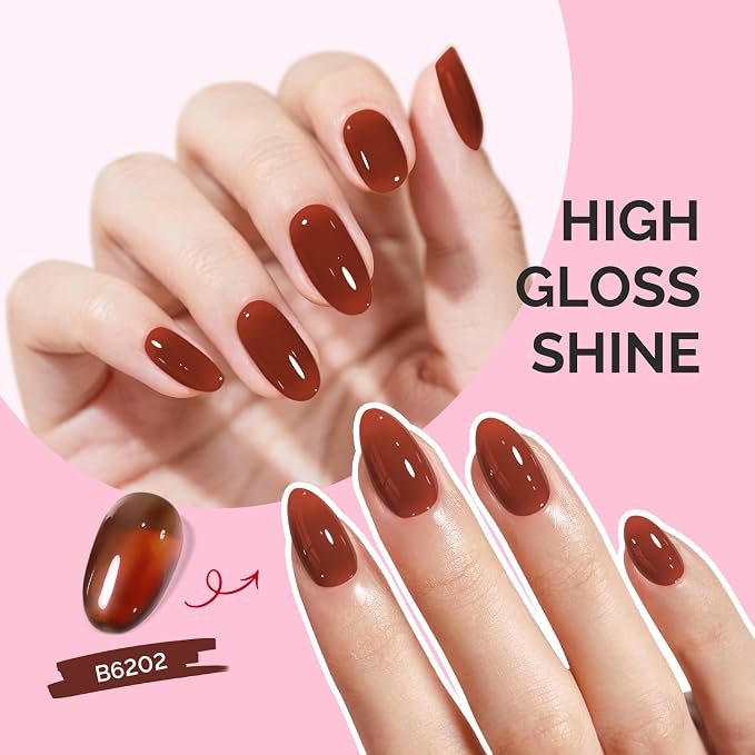 MelodySusie Jeweliver Gel Nail Polish, 0.5Fl.oz Gel Polish Brown Color Soak Off UV LED Light Cure Gift for Women Manicure Nail Art DIY at Home B6202