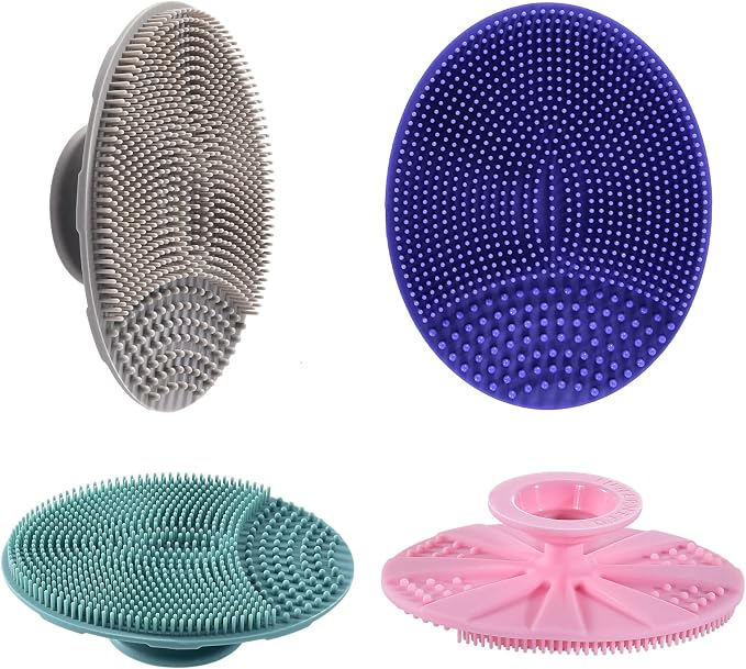 Soft Silicone Facial Cleansing Scrubber Hygienic Face Brush, Pack of 4 | INNERNEED Food-grade Soft Bristles Handheld Brush, Gentle Cleansing & Massaging for All Skin Types
