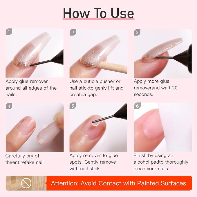 Curvlife 15g Semi-Solid Glue Gel and 20ml Pinpoint Glue Remover Kit for Press on Nails, Quick Dry No UV Lamp Needed with Gentle Non-Acetone Remover For Fake Nail Tips
